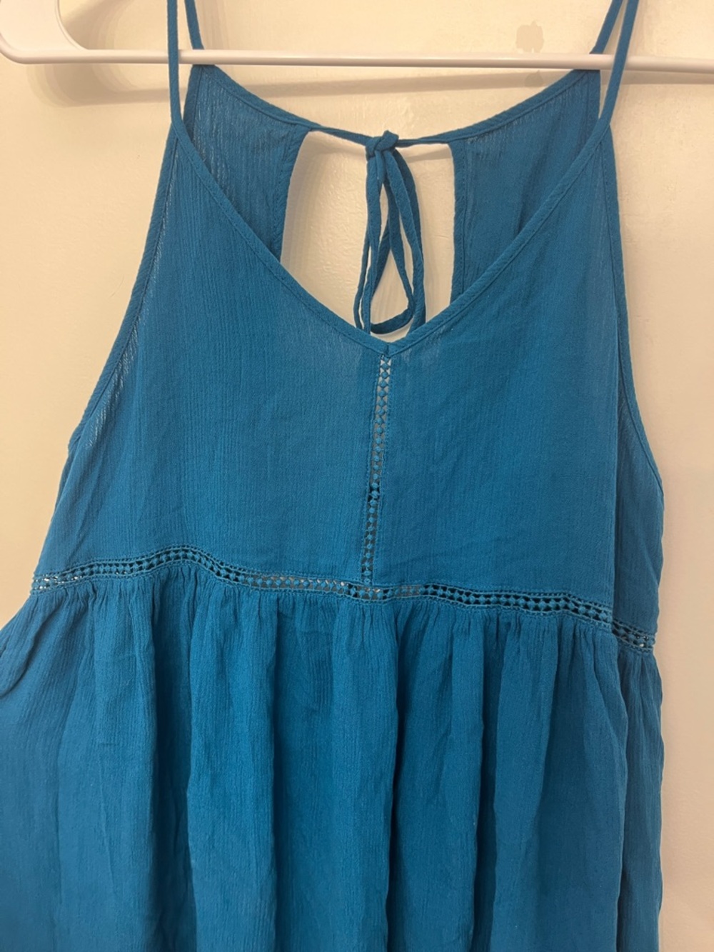 Salt Life Teal Blue Tie-Back Crochet-Trim Swim Cover-up Dress